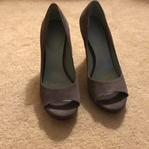 Grey suede pumps